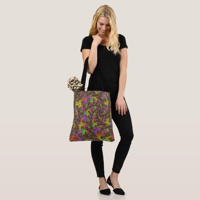 Bolso De Tela Flashy Colorful Spiral Resumen Fractal Digital (Puesto)