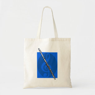 Bolso De Tela Flauta con el fondo azul de Clef agudo