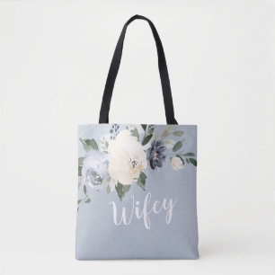 Bolso De Tela Flauta sucia personalizada de color azul polvorien