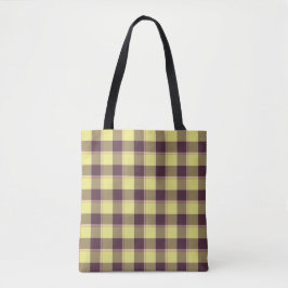 Bolso De Tela Flax and Livid Brown Plaid Yellow