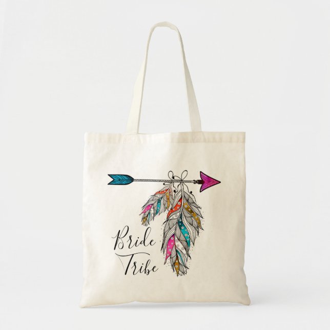 Bolso De Tela Flecha de la tribu de novias nativas caligrafía (Frente)