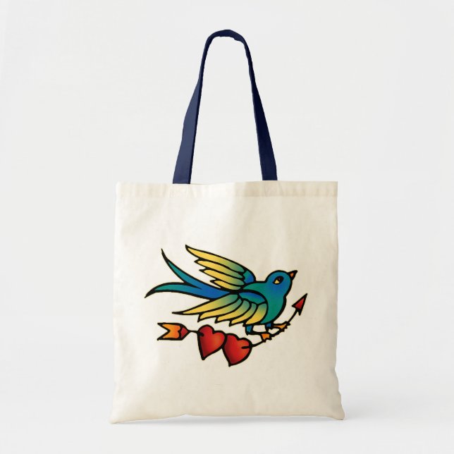 Bolso De Tela Flecha de pájaro y corazón (Frente)