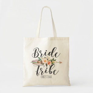 Bolso De Tela Flecha de plumas florales de la tribu de la novia
