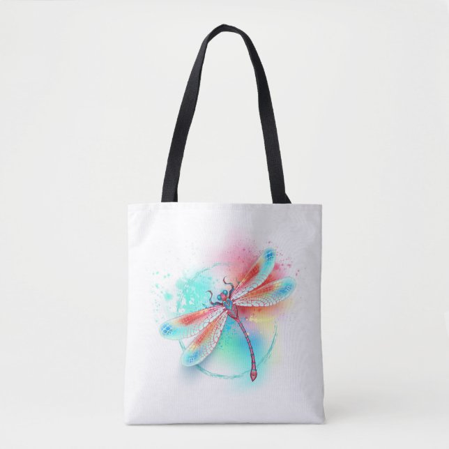 Bolso De Tela Fléon roja sobre fondo acuarela (Anverso)
