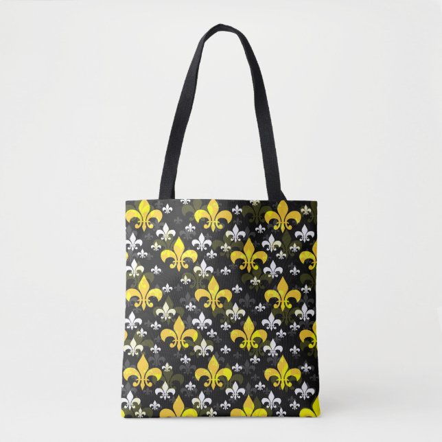 Bolso De Tela Fleur Blanco Amarillo De Lis (Anverso)