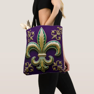 Bolso De Tela Fleur de lis Mardi Gras Decorativo