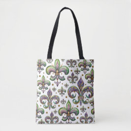Bolso De Tela Fleur de Lis Watercolor Mardi Gras Vibe