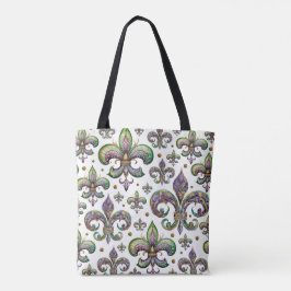 Bolso De Tela Fleur de Lis Watercolor Mardi Gras Vibe