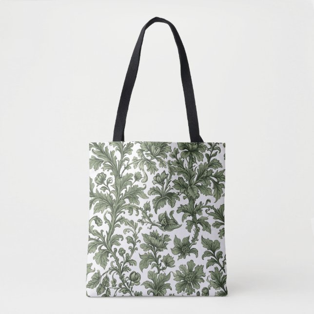 Bolso De Tela fleurs et feuilles vertes (Anverso)