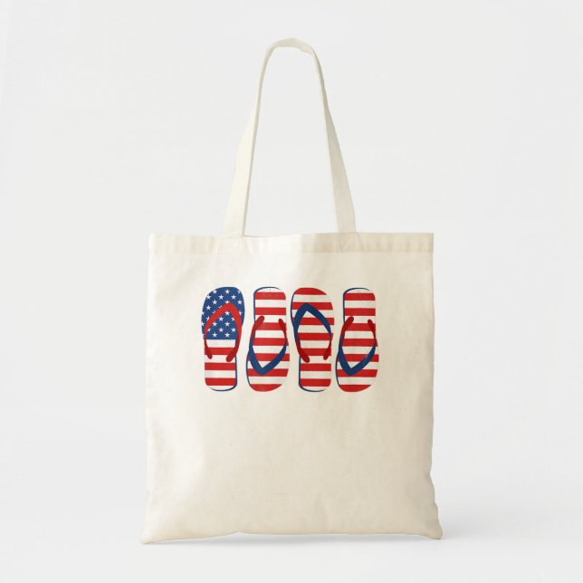 Bolso De Tela Flip Flop Bandera Americana Julio 4 USA Independen (Frente)