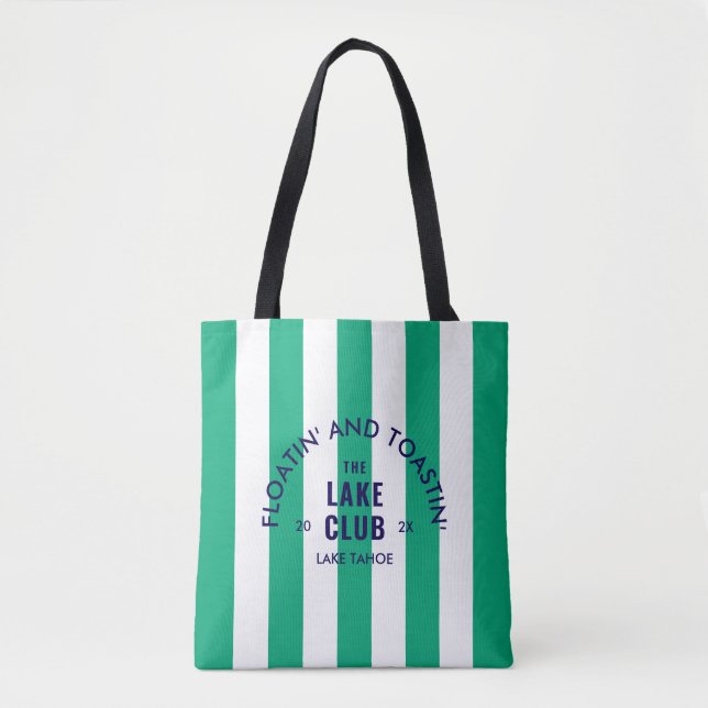 Bolso De Tela Floatin' Y Toastin' The Lake Club Green Stripe (Anverso)