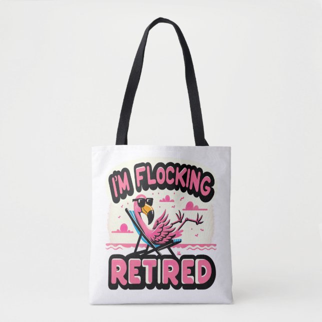 Bolso De Tela Flocking Retirado Gracioso Retiro Flamingo (Anverso)