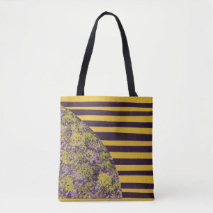 Bolso De Tela Flor abstracta geométrica con rayas