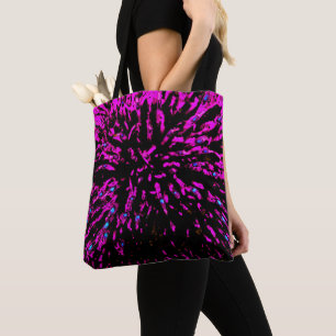 Bolso De Tela Flor abstrada púrpura y negra