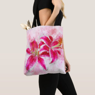 Bolso De Tela Flor acuarela de Stargazer Lily - wb 03