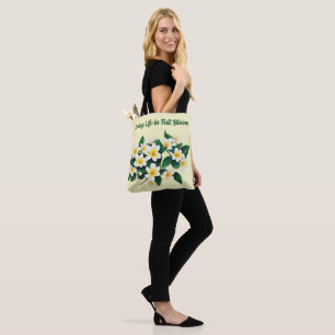 Bolso De Tela Flor acuática frangipana blanca