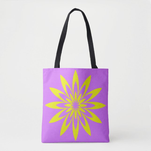 Bolso De Tela Flor Amarilla Morada (Anverso)