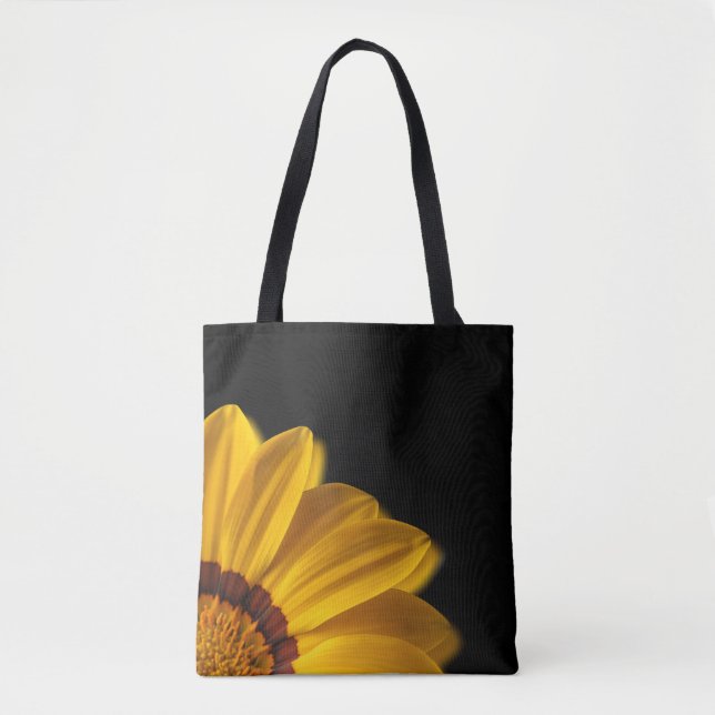 Bolso De Tela Flor amarilla sobre fondo negro (Anverso)