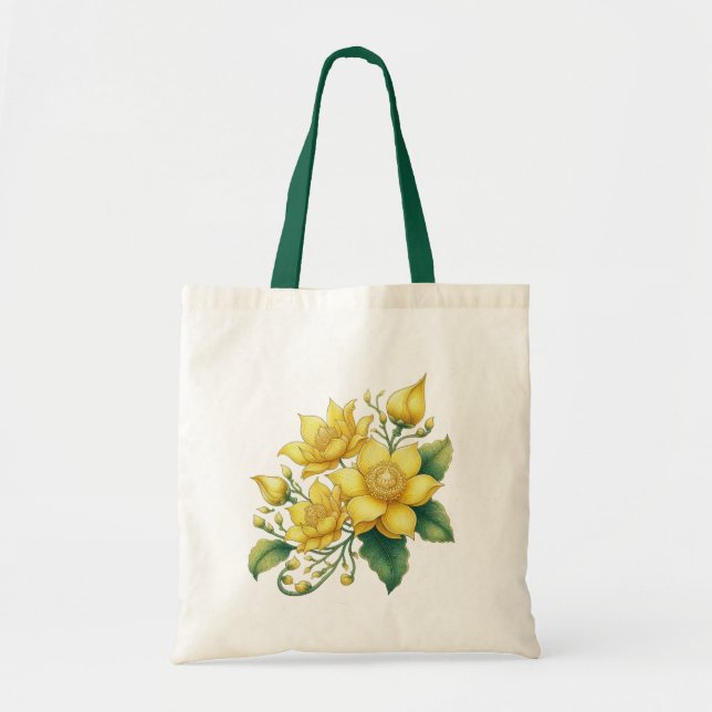 Bolso De Tela Flor amarillo tailandesa, arte tailandés (Frente)