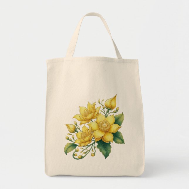 Bolso De Tela Flor amarillo tailandesa, arte tailandés (Frente)