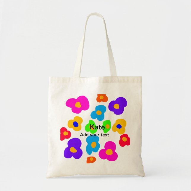 Bolso De Tela Flor arcoiris orgullo amor añadir nombre texto lqb (Frente)
