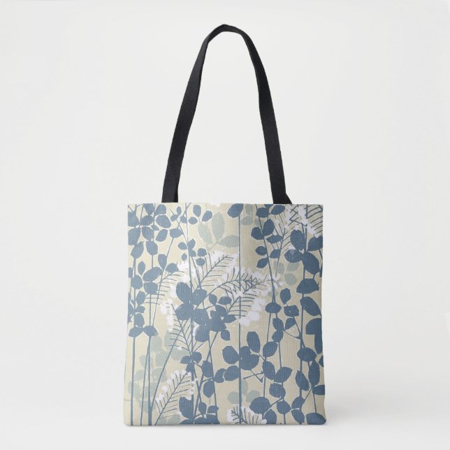 Bolso De Tela Flor asiática de hoja azul japonesa (Anverso)