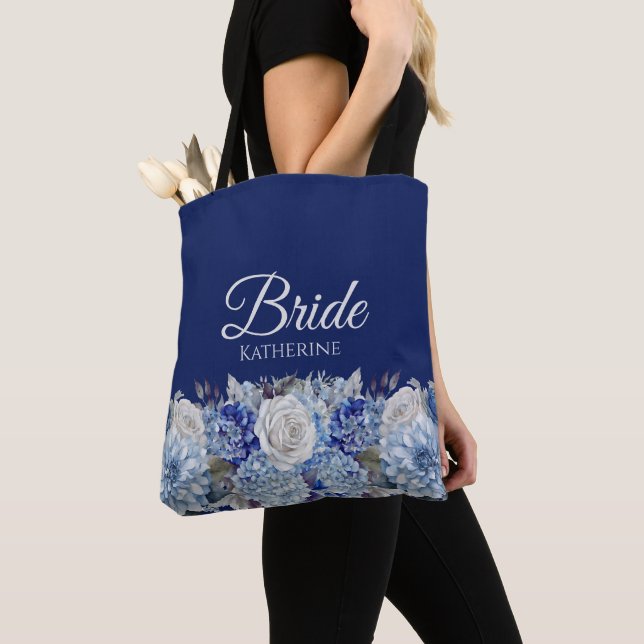 Bolso De Tela Flor azul acuarela Bouquet-novia- (Detalle)