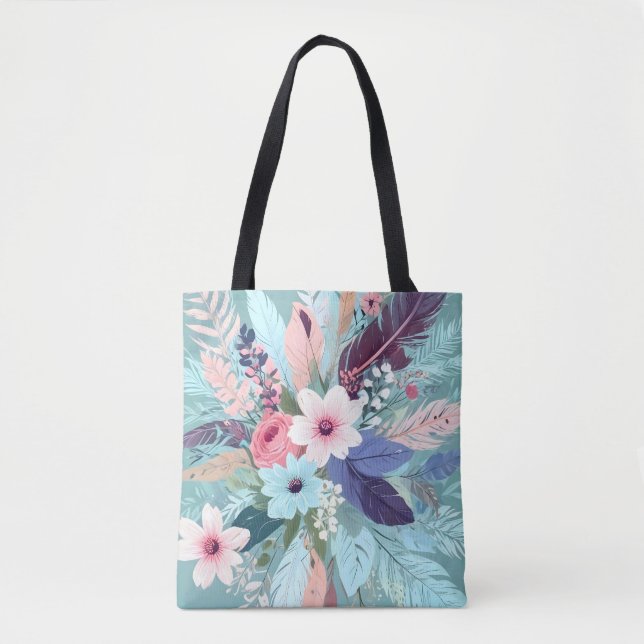 Bolso De Tela Flor azul en polvo