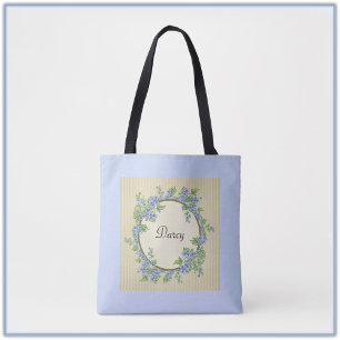 Bolso De Tela Flor azul estilo victoriano