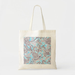 Bolso De Tela Flor azul gris claro