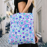 Bolso De Tela Flor azul morada de verano con la mano<br><div class="desc">Colorido Patrón de Flor Azul Púrpura Azul Floral Verano Tramposo Bolsa de Tote Floral. Flores azules y moradas dibujadas a mano.</div>