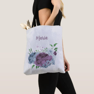 Bolso De Tela Flor azul polvoriento morado