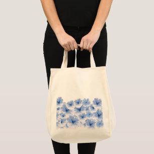 Bolso De Tela Flor azul romántica Patrón acuarela floral