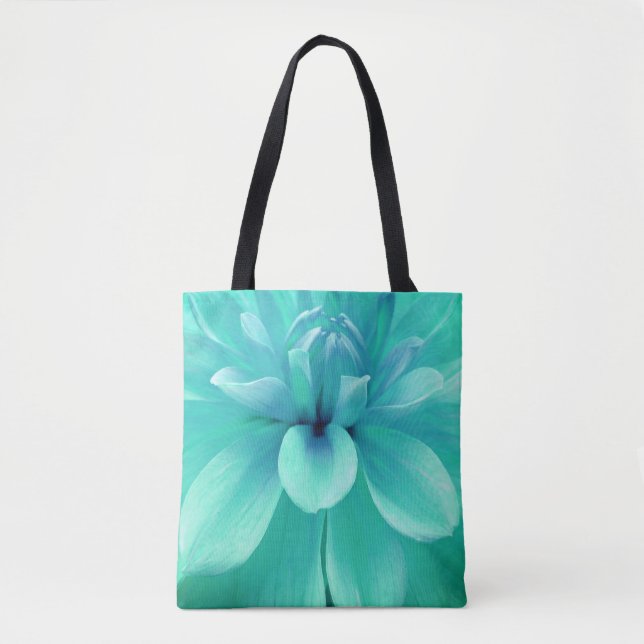 Bolso De Tela flor azul verde azulada (Anverso)