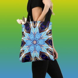 Bolso De Tela Flor azul y Naranja psicodélica de Kaleidoscope