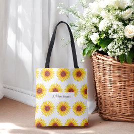 Bolso De Tela Flor blanca amarillo girasol