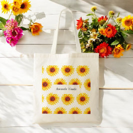 Bolso De Tela Flor blanca amarillo girasol