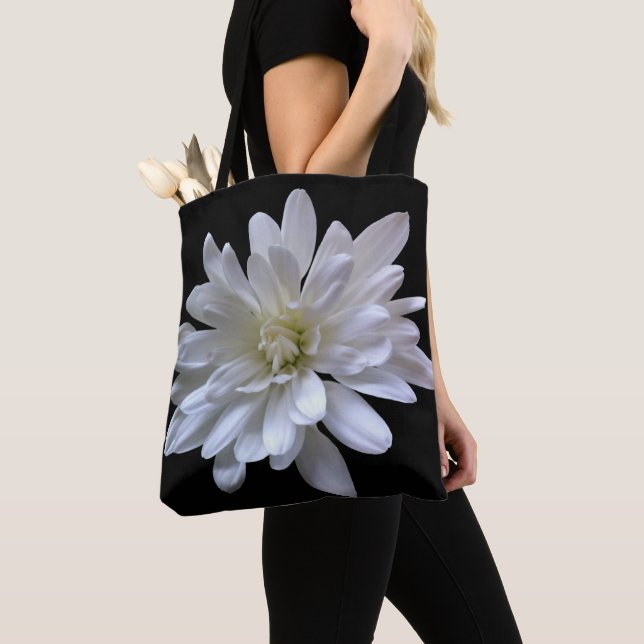 Bolso De Tela Flor blanca floral blanca margarita negra (Detalle)
