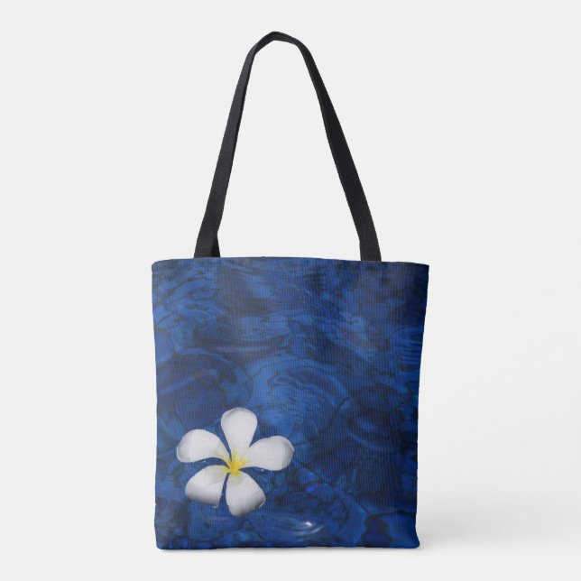 Bolso De Tela Flor blanca Plumeria Patterada (Reverso)