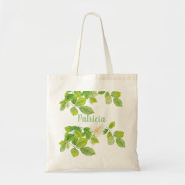 Bolso De Tela Flor blanca y jardín de hojas verdes