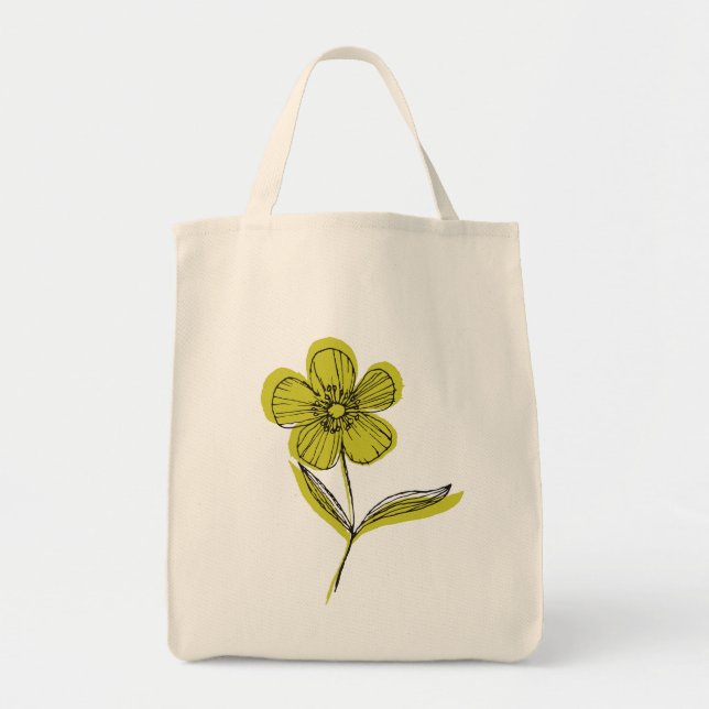 Bolso De Tela flor botánica (Frente)