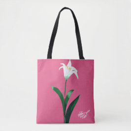 Bolso De Tela flor branca