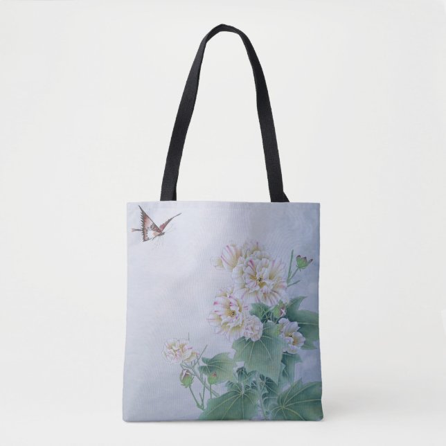 Bolso De Tela Flor china con mariposa (Anverso)