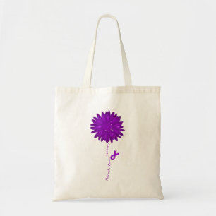 Bolso De Tela Flor Cinta púrpura Pancreática Conciencia sobre el