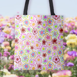 Bolso De Tela Flor colorida patrón floral de verano dibujado a m