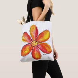 Bolso De Tela Flor Colorida y Caprichosa Naranja y Amarilla