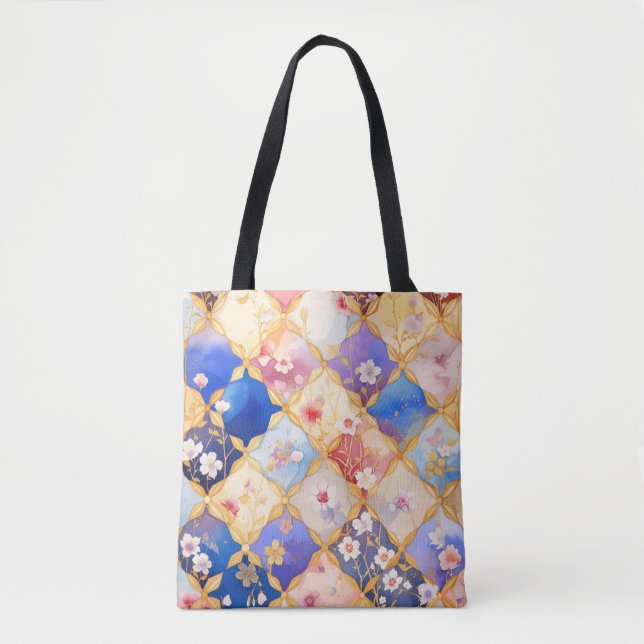 Bolso De Tela Flor cuadrada 005 (Anverso)