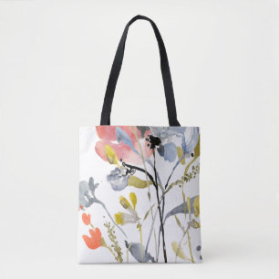 Bolso De Tela Flor cubierta - flores del pastel de la acuarela