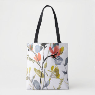 Bolso De Tela Flor cubierta - flores y troncos de la acuarela