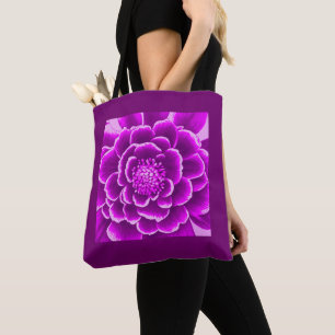 Bolso De Tela Flor Dahlia púrpura grande